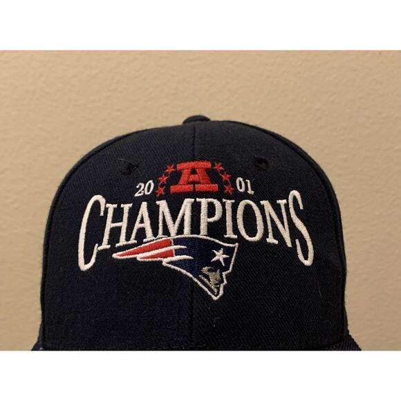 Vintage Y2K New England Patriots 2001 AFC Champions Adjustable Hat Cap - Picture 2 of 10